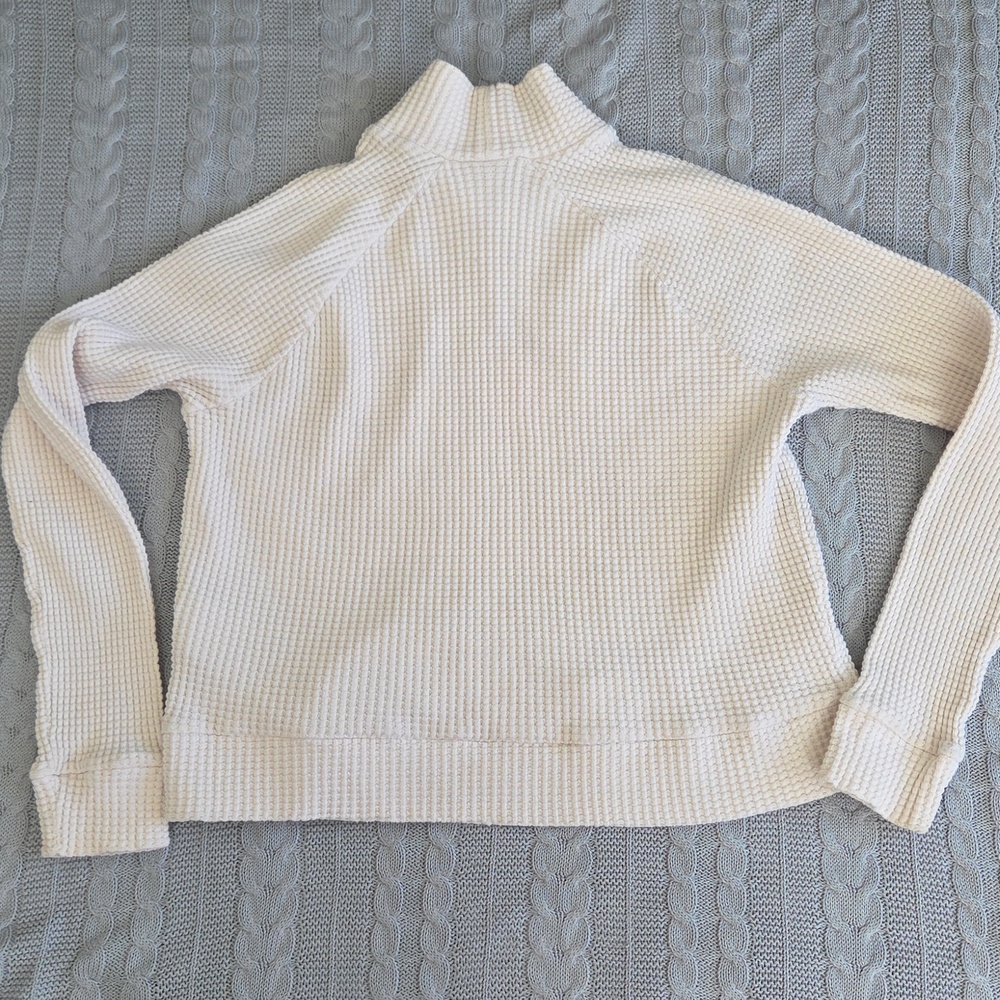 The North Face Mock Neck Chabot Thermal Waffle Knit LS Shirt Women's Small White - Picture 7 of 8